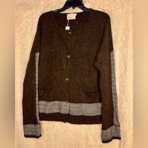 NWT Yoon Anthropologie Cashmere Blend Cardigan Sweater Colorblock Stripe Size L